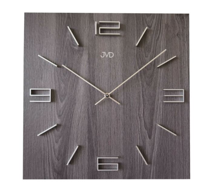 Pendule murale carrée en bois de noyer chiffres en relief 40 cm