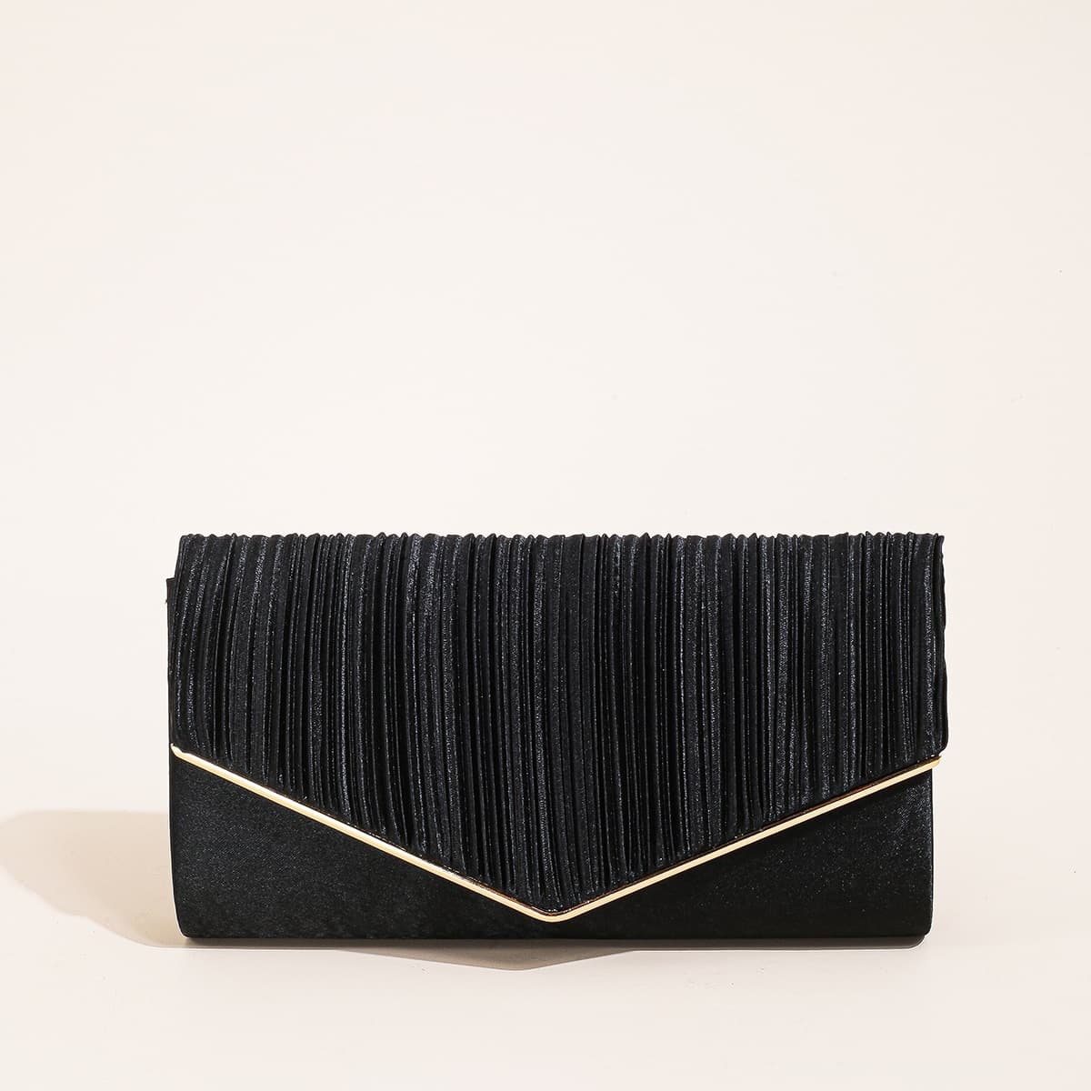 Sac À Main De Soirée Élégant Plissé Étincelant En Métal, Sac À Dîner À Enveloppe Texturée De Couleur Unie, Parfait Pour Les Fêtes,