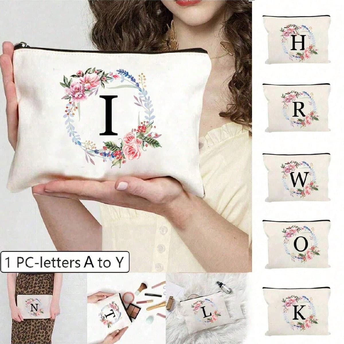 1 sac à fermeture éclair original avec imprimé floral, sac à monnaie, sac cosmétique, organisateur de voyage : parfait pour sublimer votre beauté